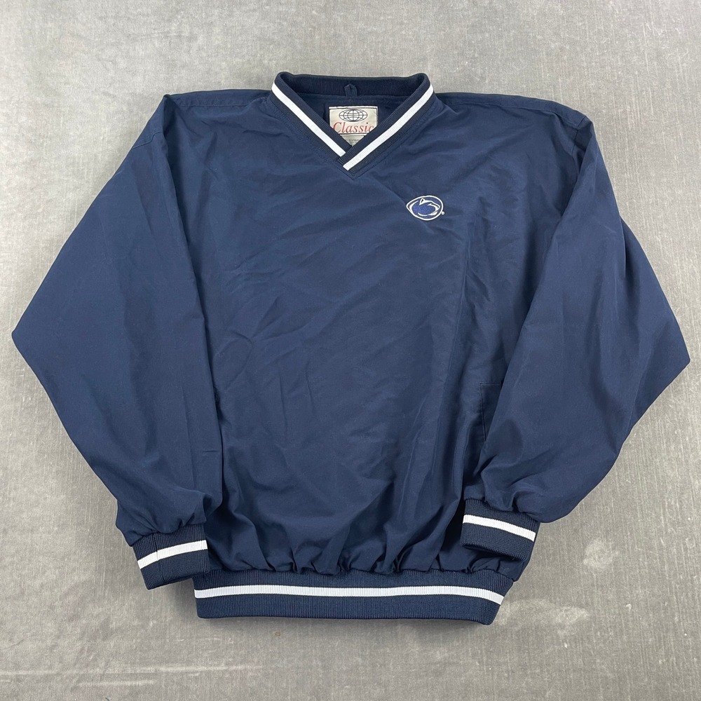 Vintage Penn State Nittany Lions Classic Men M Navy V-Neck Windbreaker Pullover